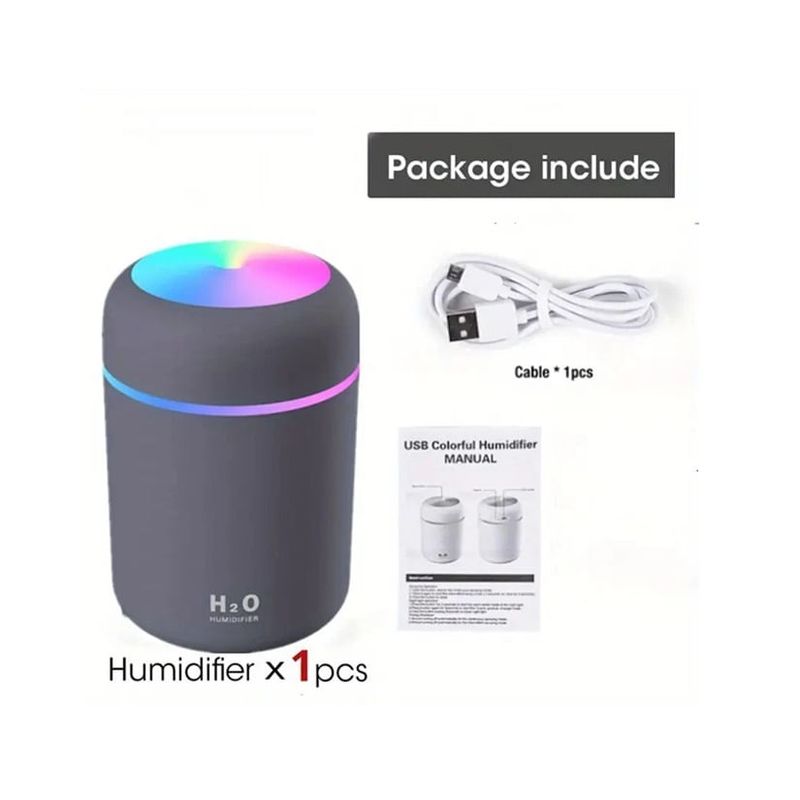 Casa si Gradina - Decoratiuni - Aromaterapie si lumanari - Difuzoare aromaterapie - Umidificator cu Aromaterapie si Lampa de veghe, LED, Negru, USB, 11.9x7.8cm - Infinity.ro