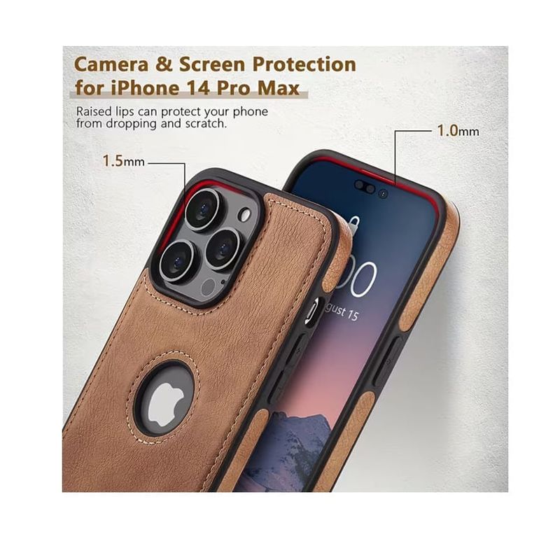 Laptop, Telefoane si Tablete - Telefoane mobile si accesorii - Accesorii Telefoane - Huse telefoane - Husa de Protectie compatibila cu iPhone 14 Pro Max, piele ecologica, Black - Infinity.ro