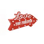 Casa si Gradina - Decoratiuni - Decoratiuni de sezon - Sageata Rosie Decorativa din Lemn cu Mesaj "Love you forever" si LED, Valentine's Day, 35x3.5x15.5cm - Infinity.ro