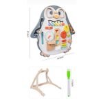 Jucarii, Copii si Bebe - Jucarii si jocuri - Jucarii & jocuri educative - Jucarii interactive - Busy Board Montessori 2 in 1 cu Tablita de Scris si Activitati, Pinguinul Vesel, 62 x 45 cm - Infinity.ro