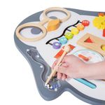 Jucarii, Copii si Bebe - Jucarii si jocuri - Jucarii & jocuri educative - Jucarii interactive - Busy Board Montessori 2 in 1 cu Tablita de Scris si Activitati, Pinguinul Vesel, 62 x 45 cm - Infinity.ro