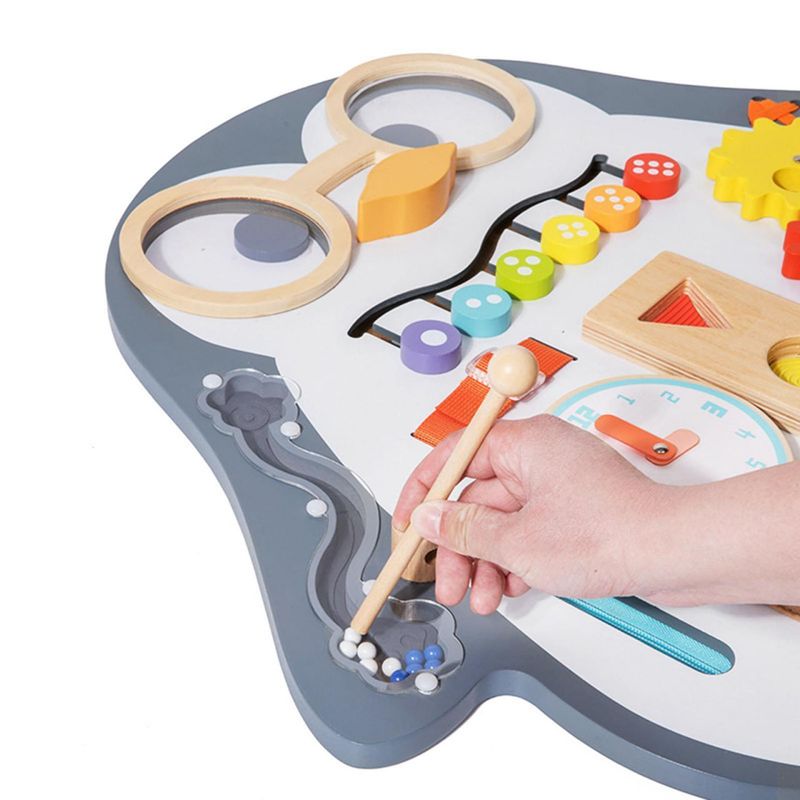 Jucarii, Copii si Bebe - Jucarii si jocuri - Jucarii & jocuri educative - Jucarii interactive - Busy Board Montessori 2 in 1 cu Tablita de Scris si Activitati, Pinguinul Vesel, 62 x 45 cm - Infinity.ro