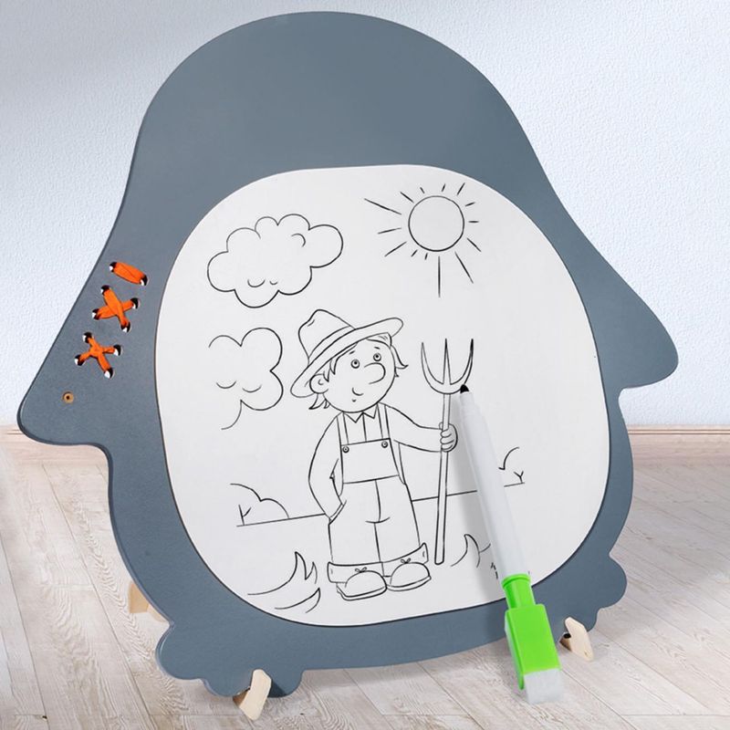 Jucarii, Copii si Bebe - Jucarii si jocuri - Jucarii & jocuri educative - Jucarii interactive - Busy Board Montessori 2 in 1 cu Tablita de Scris si Activitati, Pinguinul Vesel, 62 x 45 cm - Infinity.ro