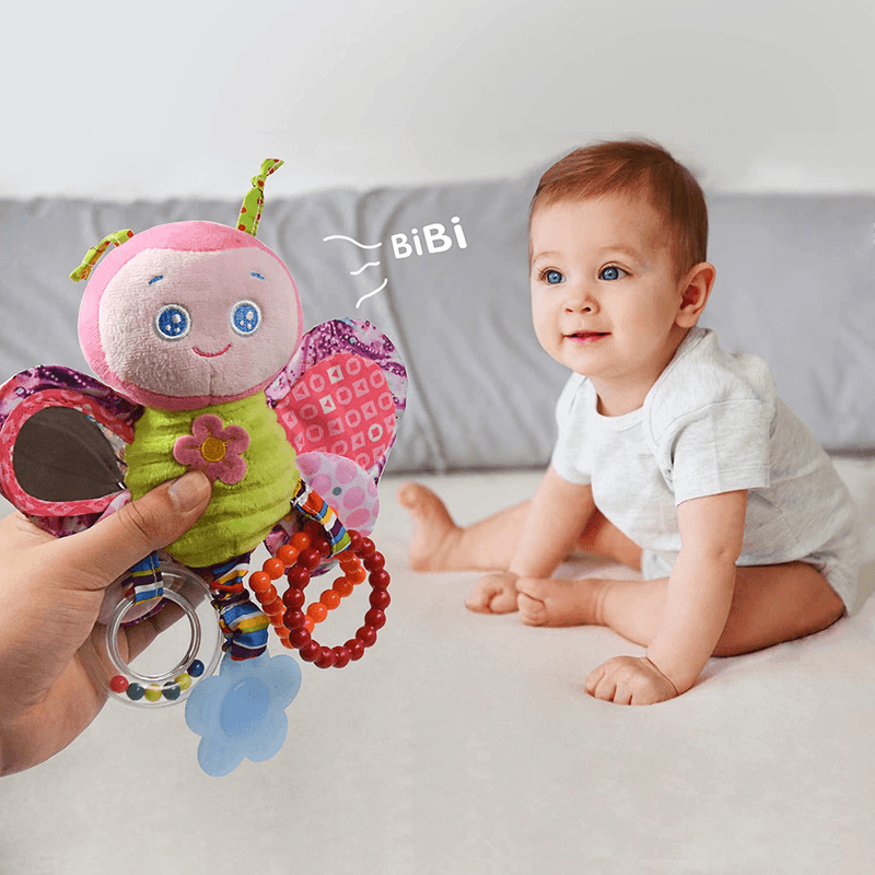 Jucarii, Copii si Bebe - Jucarii si jocuri - Jucarii bebelusi - Jucarii interactive bebelusi - Jucarie Zornaitoare pentru Bebe, din Plus, in forma de Fluture, cu accesorii pentru Dentitie, 25 x 9 cm - Infinity.ro