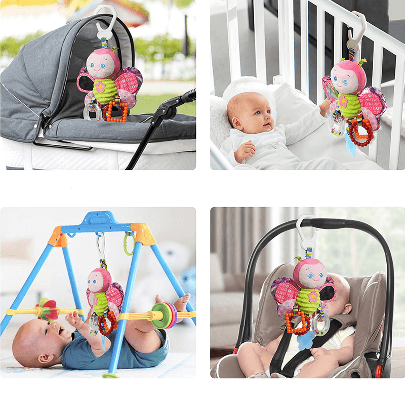 Jucarii, Copii si Bebe - Jucarii si jocuri - Jucarii bebelusi - Jucarii interactive bebelusi - Jucarie Zornaitoare pentru Bebe, din Plus, in forma de Fluture, cu accesorii pentru Dentitie, 25 x 9 cm - Infinity.ro