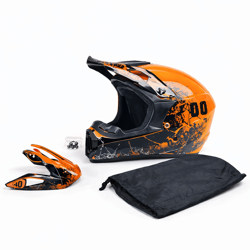 Auto si Moto - Moto - Echipamente protectie moto - Casti moto - Casca Moto/Enduro, Interior Confortabil, pentru Motociclete, Cross, Enduro, ATV, Dirt Bike, FIXATO, Marime L, Portocaliu - Infinity.ro