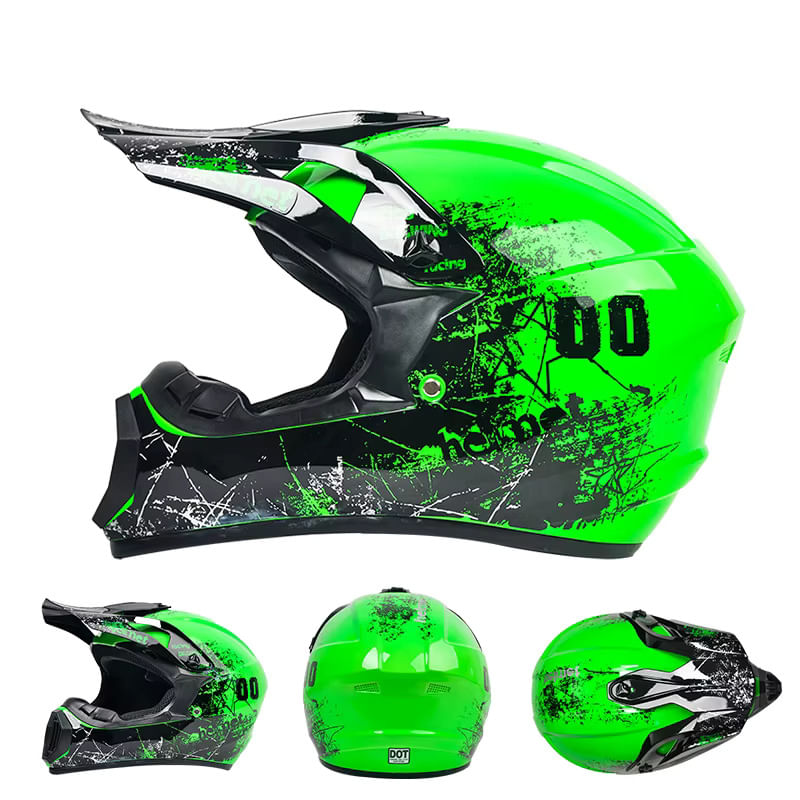 Auto si Moto - Moto - Echipamente protectie moto - Casti moto - Casca Moto/Enduro, Interior Confortabil, pentru Motociclete, Cross, Enduro, ATV, Dirt Bike, FIXATO,  Marime S, Verde - Infinity.ro