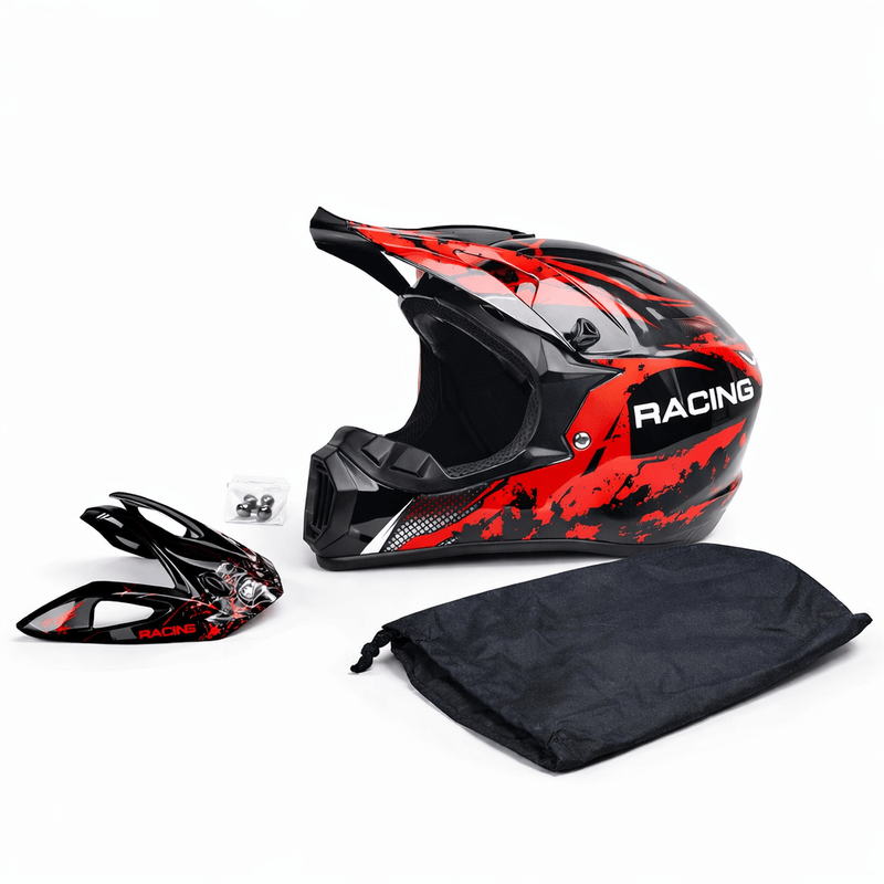 Auto si Moto - Moto - Echipamente protectie moto - Casti moto - Casca Moto/Enduro, Interior Confortabil, pentru Motociclete, Cross, Enduro, ATV, Dirt Bike, FIXATO,  Marime S, Rosu - Infinity.ro