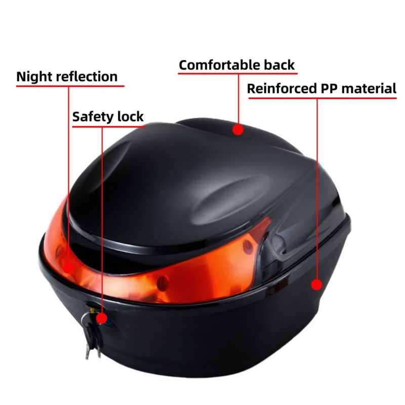 Auto si Moto - Moto - Accesorii moto si consumabile - Cutie portbagaj moto / scuter, 28x28x20 cm, FIXATO, cu cheie si sistem antifurt, Negru - Infinity.ro