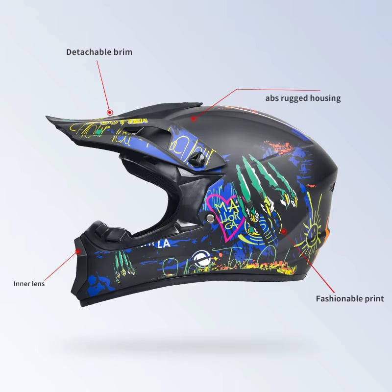 Auto si Moto - Moto - Echipamente protectie moto - Casti moto - Casca Moto/Enduro, Interior Confortabil, pentru Motociclete, Cross, Enduro, ATV, Dirt Bike, FIXATO, Marime L, Multicolor - Infinity.ro