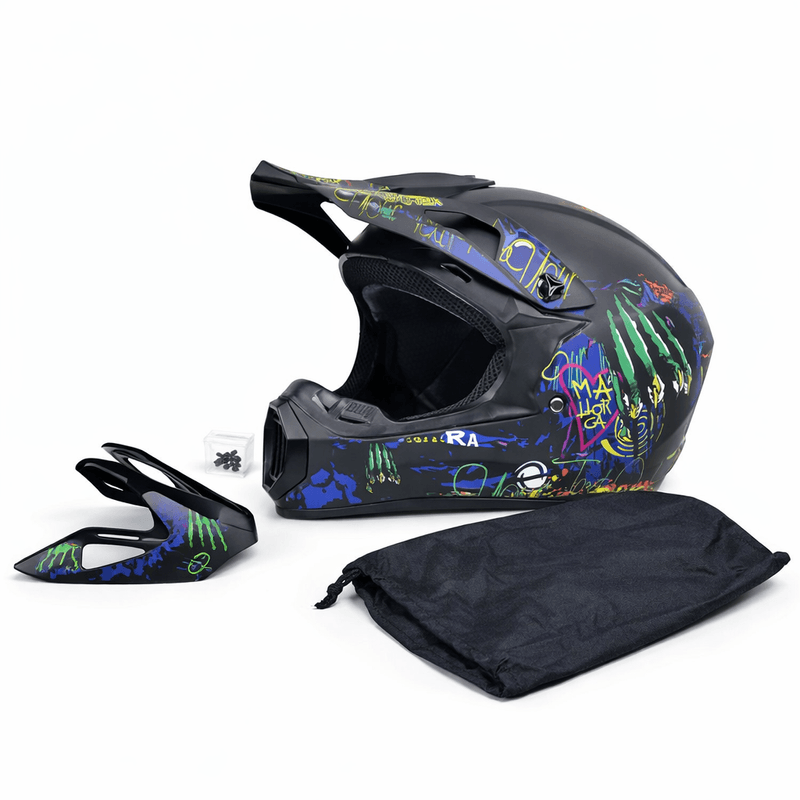 Auto si Moto - Moto - Echipamente protectie moto - Casti moto - Casca Moto/Enduro, Interior Confortabil, pentru Motociclete, Cross, Enduro, ATV, Dirt Bike, FIXATO, Marime L, Multicolor - Infinity.ro