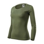 Fashion, accesorii si bijuterii - Femei - Imbracaminte femei - Camasi si bluze femei - Tricou pentru dama Malfini Fit-T LS 169, maneca lunga, bumbac 160 g/mp XL Kaki - Infinity.ro