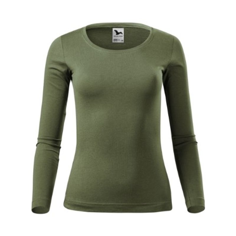 Fashion, accesorii si bijuterii - Femei - Imbracaminte femei - Camasi si bluze femei - Tricou pentru dama Malfini Fit-T LS 169, maneca lunga, bumbac 160 g/mp XL Kaki - Infinity.ro