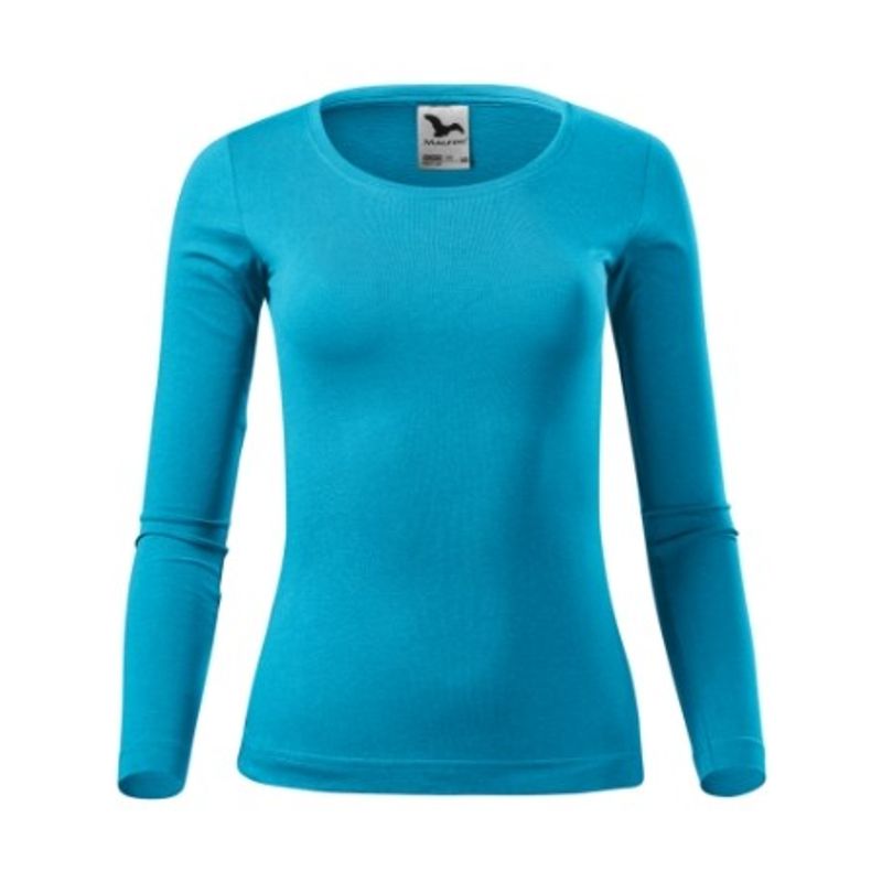 Fashion, accesorii si bijuterii - Femei - Imbracaminte femei - Camasi si bluze femei - Tricou pentru dama Malfini Fit-T LS 169, maneca lunga, bumbac 160 g/mp XL Turcoaz - Infinity.ro