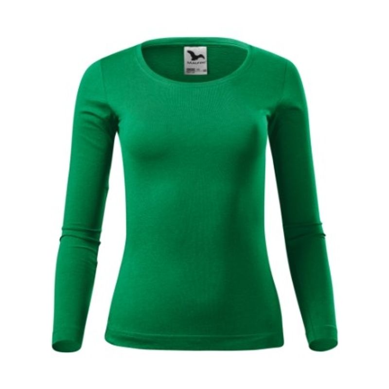 Fashion, accesorii si bijuterii - Femei - Imbracaminte femei - Camasi si bluze femei - Tricou pentru dama Malfini Fit-T LS 169, maneca lunga, bumbac 160 g/mp XL Verde mediu - Infinity.ro