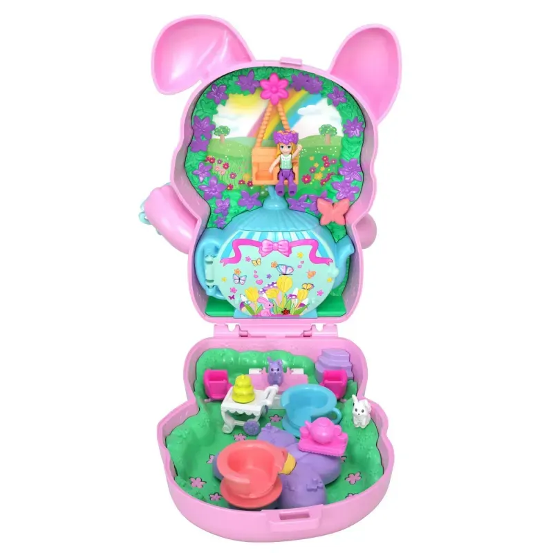 Jucarii, Copii si Bebe - Jucarii si jocuri - Papusi si accesorii - Papusi - Set de joaca cu papusa si accesorii in gentuta, Polly Pocket, Garden Bunny - Infinity.ro