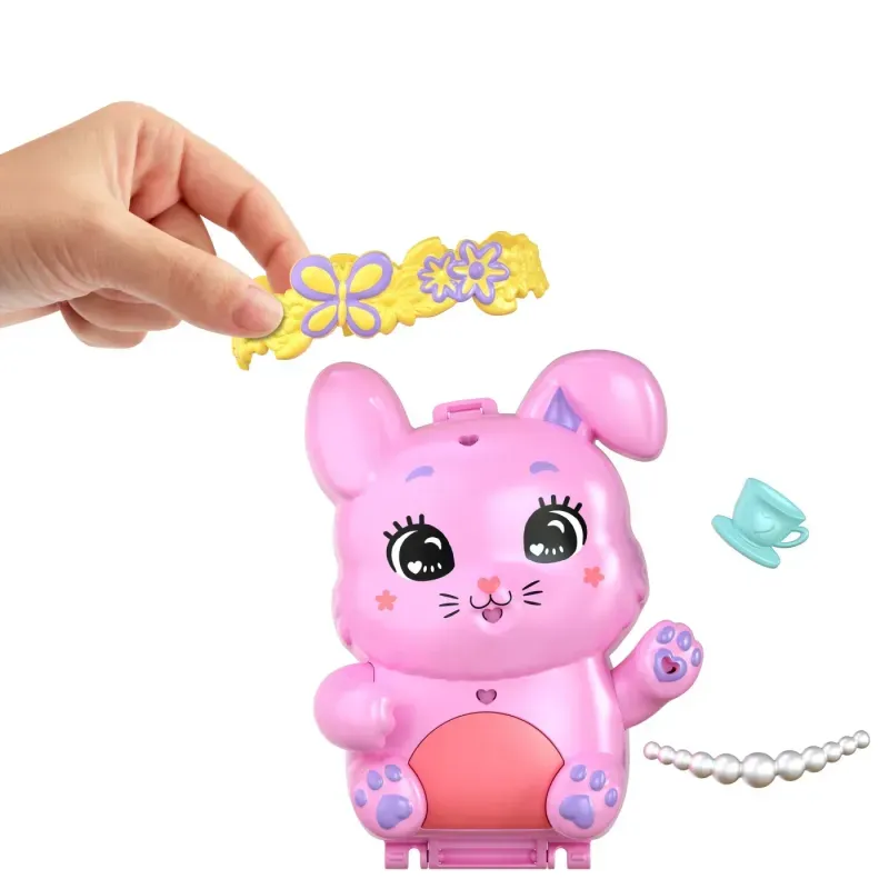Jucarii, Copii si Bebe - Jucarii si jocuri - Papusi si accesorii - Papusi - Set de joaca cu papusa si accesorii in gentuta, Polly Pocket, Garden Bunny - Infinity.ro