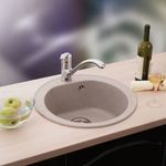 Casa si Gradina - Sanitare - Chiuveta bucatarie si accesorii - Chiuvete bucatarie - Chiuveta Bucatarie Metalac X Venera E510 Granit Diametru 510MM Sifon 90MM Bej - Infinity.ro