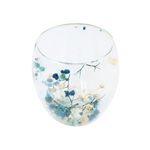 Casa si Gradina - Bucatarie si vesela - Cani si pahare - Pahare - Pahar cu insertie de flori uscate, alb si albastru, pereti dubli, sticla borosilicata, 250 ml, Aurora Bloom - Infinity.ro