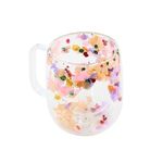 Casa si Gradina - Bucatarie si vesela - Cani si pahare - Cani si cesti - Cana cu insertie de flori uscate, hortensie culori pastel, pereti dubli, sticla borosilicata, 250 ml, Aurora Bloom - Infinity.ro