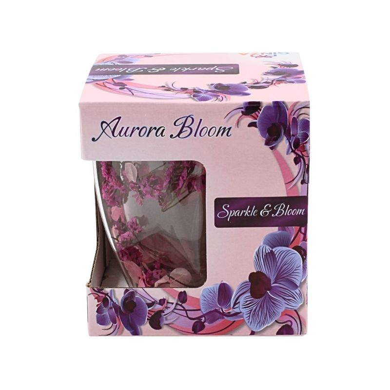 Casa si Gradina - Bucatarie si vesela - Cani si pahare - Pahare - Pahar cu insertie de flori uscate roz, hortensie si limonium, pereti dubli, sticla borosilicata, 250 ml, Aurora Bloom - Infinity.ro