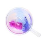 Casa si Gradina - Bucatarie si vesela - Cani si pahare - Cani si cesti - Cana cu insertie de pene mov, roz, albastru si alb, pereti dubli, sticla borosilicata, 250 ml, Aurora Bloom - Infinity.ro