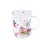 Casa si Gradina - Bucatarie si vesela - Cani si pahare - Cani si cesti - Cana cu insertie de flori uscate multicolore, floarea miresei, pereti dubli, sticla borosilicata, 200 ml, Aurora Bloom - Infinity.ro