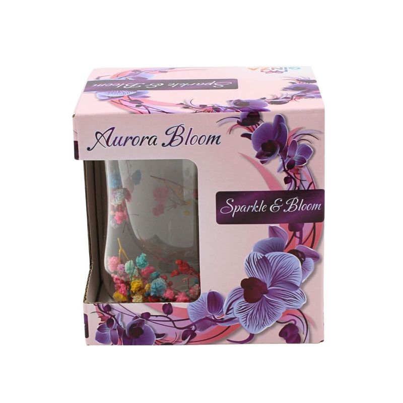 Casa si Gradina - Bucatarie si vesela - Cani si pahare - Cani si cesti - Cana cu insertie de flori uscate multicolore, floarea miresei, pereti dubli, sticla borosilicata, 200 ml, Aurora Bloom - Infinity.ro