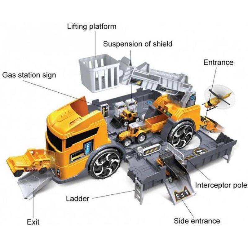 Jucarii, Copii si Bebe - Jucarii si jocuri - Vehicule si jucarii cu telecomanda - Masinute - Set de joaca masina de constructii si accesorii incluse - Infinity.ro