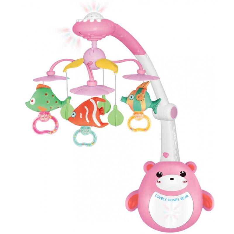 Jucarii, Copii si Bebe - Jucarii si jocuri - Jucarii bebelusi - Carusel patut - Carusel muzical cu proiectii si telecomanda Lovely Honey Bear - Infinity.ro
