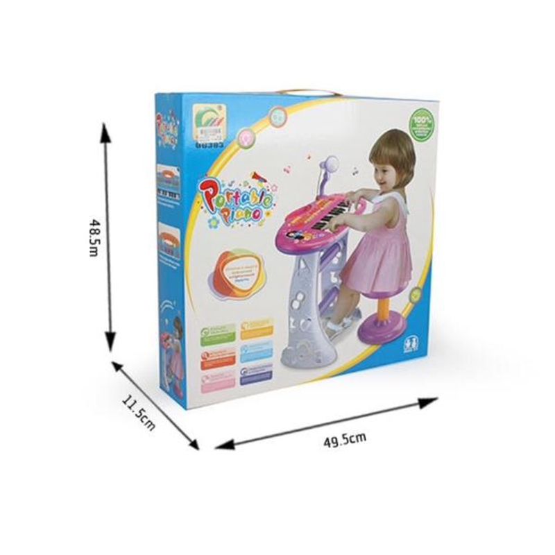 Jucarii, Copii si Bebe - Jucarii si jocuri - Jucarii de rol - Instrumente muzicale de jucarie - Set orga cu scaunel si microfon pentru fetite Little Princess 383 MOV - Infinity.ro