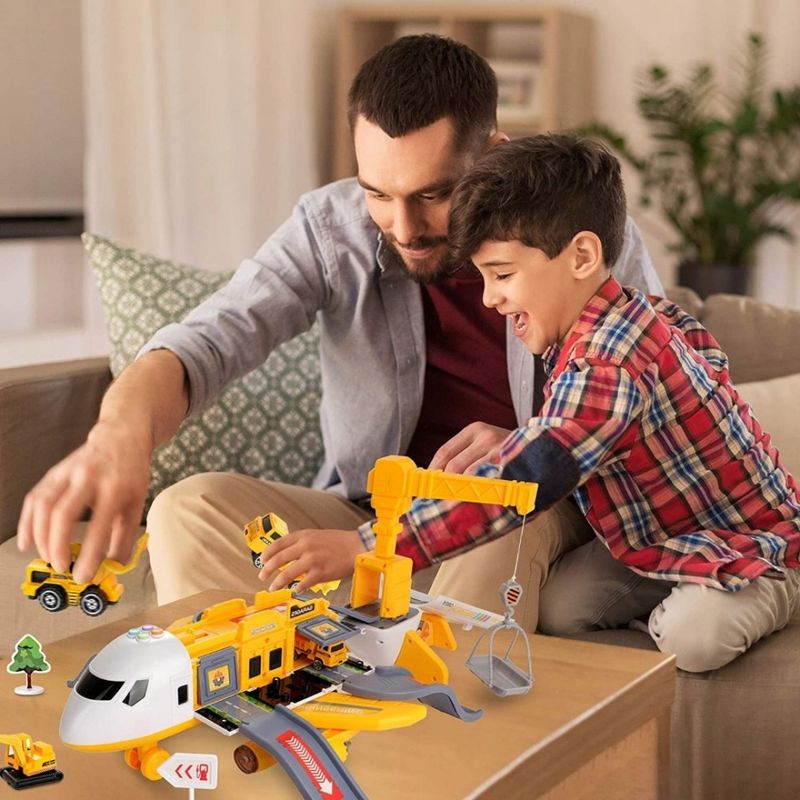 Jucarii, Copii si Bebe - Jucarii si jocuri - Vehicule si jucarii cu telecomanda - Elicoptere, avioane si nave de jucarie - Avion Cargo Pentru Copii Simulator Transport Cu Sunete Si Lumini Galben - Infinity.ro