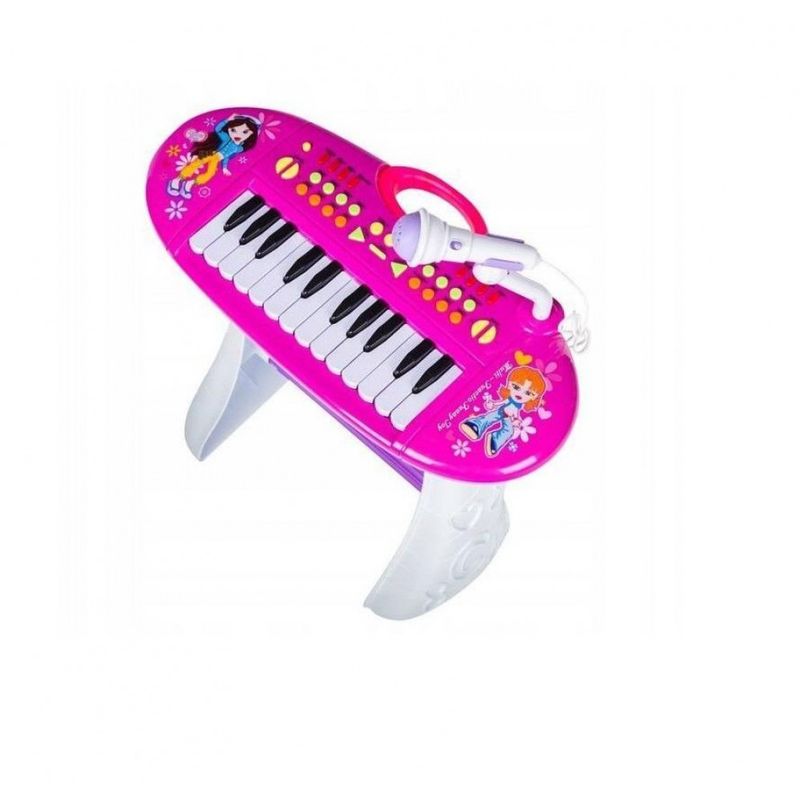 Jucarii, Copii si Bebe - Jucarii si jocuri - Jucarii de rol - Instrumente muzicale de jucarie - Set orga cu scaunel si microfon pentru fetite Little Princess 383 MOV - Infinity.ro