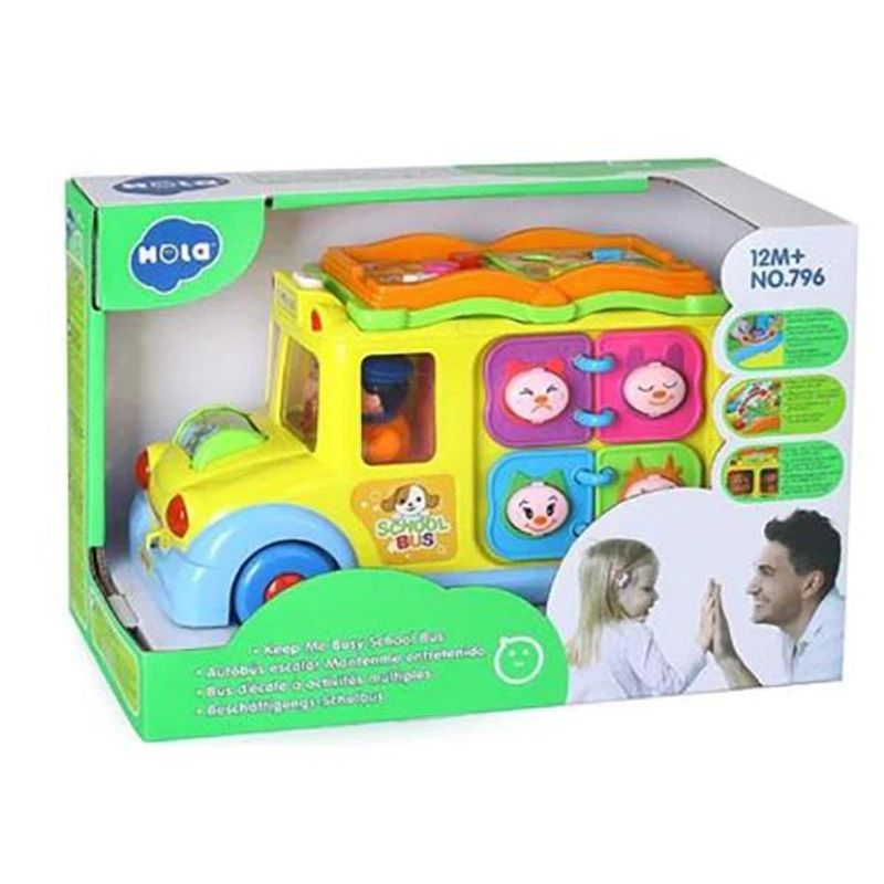 Jucarii, Copii si Bebe - Jucarii si jocuri - Jucarii bebelusi - Jucarii interactive bebelusi - Autobuz scolar cu sunete si lumini, Hola Toys - Infinity.ro