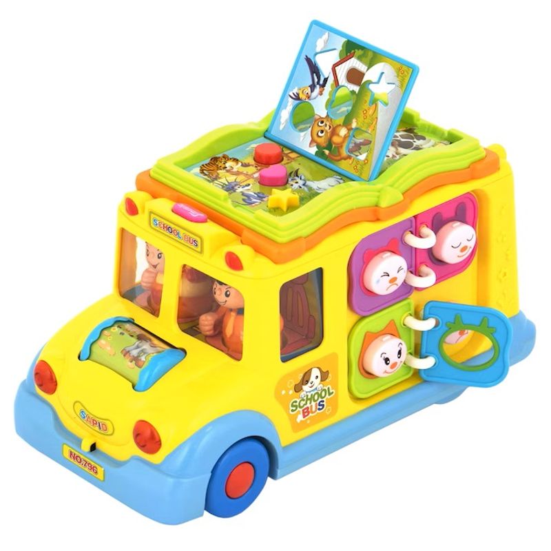 Jucarii, Copii si Bebe - Jucarii si jocuri - Jucarii bebelusi - Jucarii interactive bebelusi - Autobuz scolar cu sunete si lumini, Hola Toys - Infinity.ro
