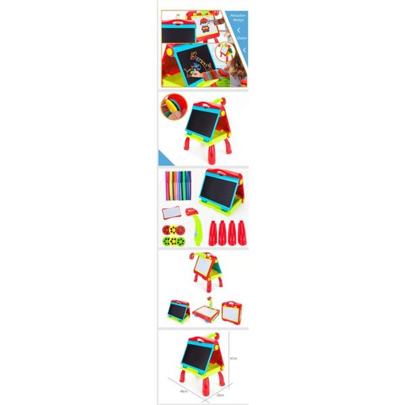 Jucarii, Copii si Bebe - Jucarii si jocuri - Jucarii & jocuri educative - Jocuri si jucarii educative - Set pentru baieti - masuta cu tablita dubla si proiector 4 in 1 - Infinity.ro