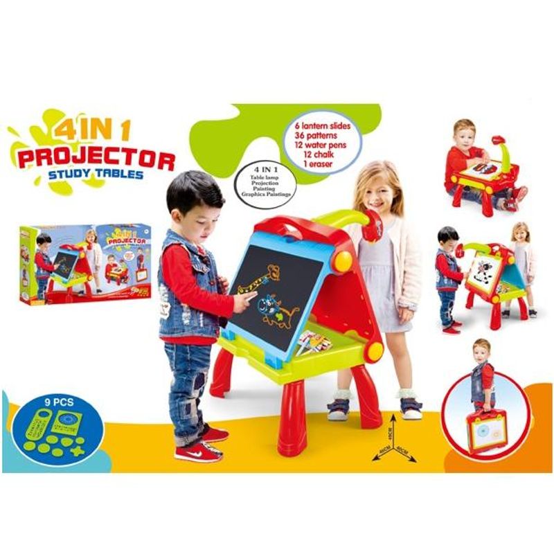 Jucarii, Copii si Bebe - Jucarii si jocuri - Jucarii & jocuri educative - Jocuri si jucarii educative - Set pentru baieti - masuta cu tablita dubla si proiector 4 in 1 - Infinity.ro