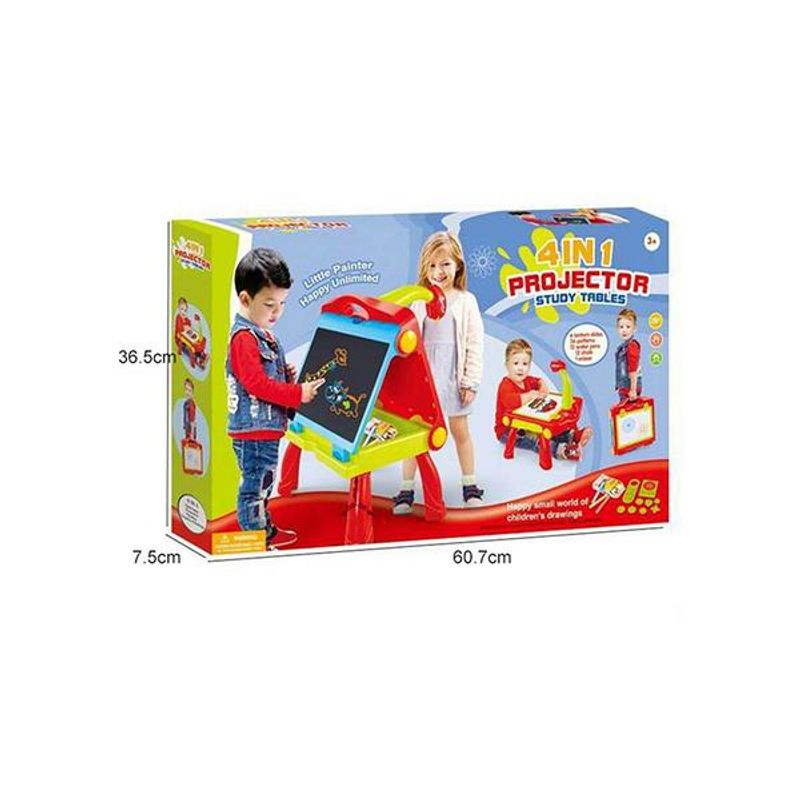 Jucarii, Copii si Bebe - Jucarii si jocuri - Jucarii & jocuri educative - Jocuri si jucarii educative - Set pentru baieti - masuta cu tablita dubla si proiector 4 in 1 - Infinity.ro