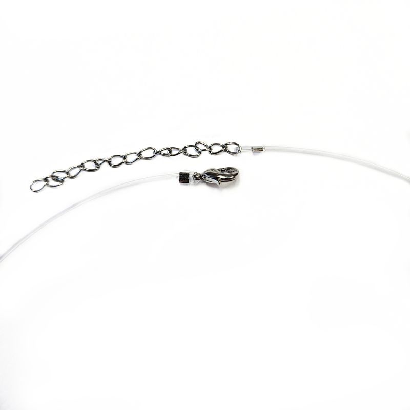 Fashion, accesorii si bijuterii - Femei - Bijuterii femei - Coliere femei - Colier cu fir transparent de silicon, simplu fara pandantiv, cu acesorii argintii si lantisor de inox pentru reglaj - Infinity.ro