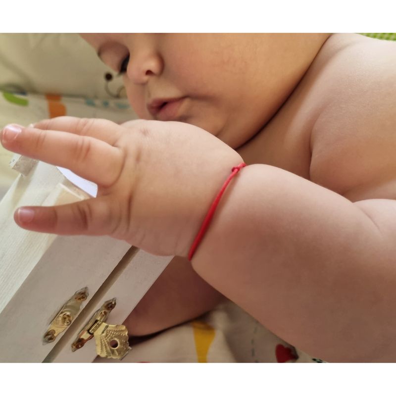 Fashion, accesorii si bijuterii - Copii - Accesorii copii - Bijuterii si ceasuri copii - Bratara Bebe reglabila rosie din snur de matase pentru nou nascuti si copii - Infinity.ro