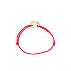 Bratara bebe din aur 14k cu charm talpite, reglabile din snur rosu de matase lucrate 100% manual