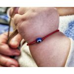 Fashion, accesorii si bijuterii - Barbati - Bijuterii barbati - Bratari barbati - Set 2 Bratari Tata si bebe cu ochi de deochi plat, reglabile din snur rosu, negru de matase - Infinity.ro