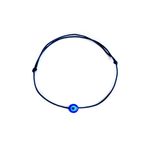 Fashion, accesorii si bijuterii - Femei - Bijuterii femei - Bratari femei - Bratara cu ochi de deochi plat, adult, Wild bracelets, reglabila din snur negru de matase - Infinity.ro