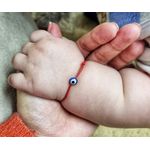 Fashion, accesorii si bijuterii - Femei - Bijuterii femei - Bratari femei - Set 2 Bratari Mamica si bebelus cu ochi de deochi plat, reglabile din snur rosu de matase - Infinity.ro