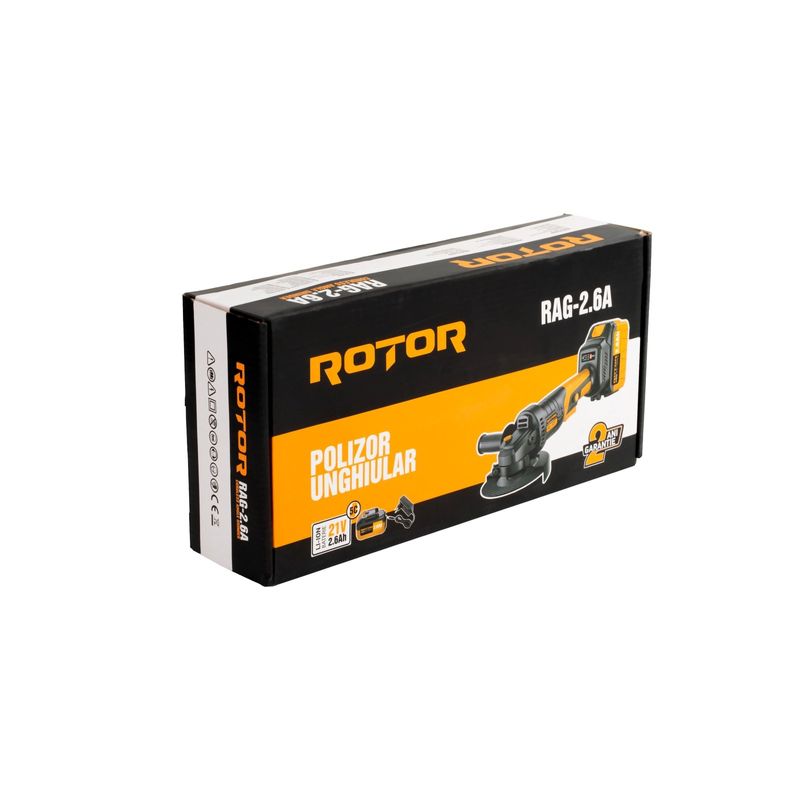 Casa si Gradina - Constructii - Scule electrice si accesorii - Polizoare - Polizor unghiular pe acumulator ROTOR RAG-2.6A, 21V/2,6 Ah, 600W, Brushless - Infinity.ro