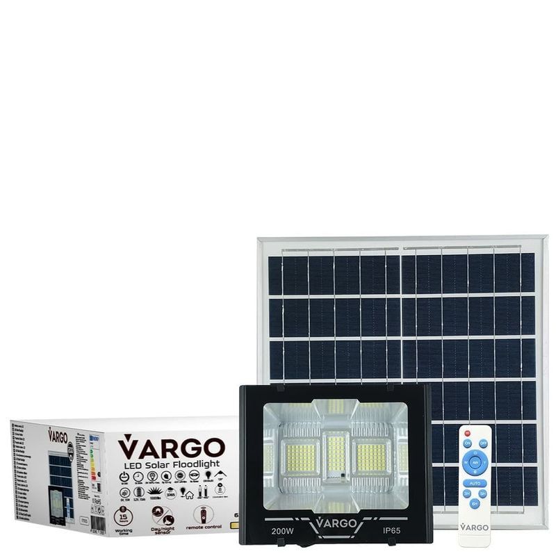 Casa si Gradina - Corpuri si surse de iluminat - Iluminat comercial si industrial - Proiectoare si lampi de lucru - Proiector cu panou solar si telecomanda 200 W 6500 K V-11792 VARGO - Infinity.ro