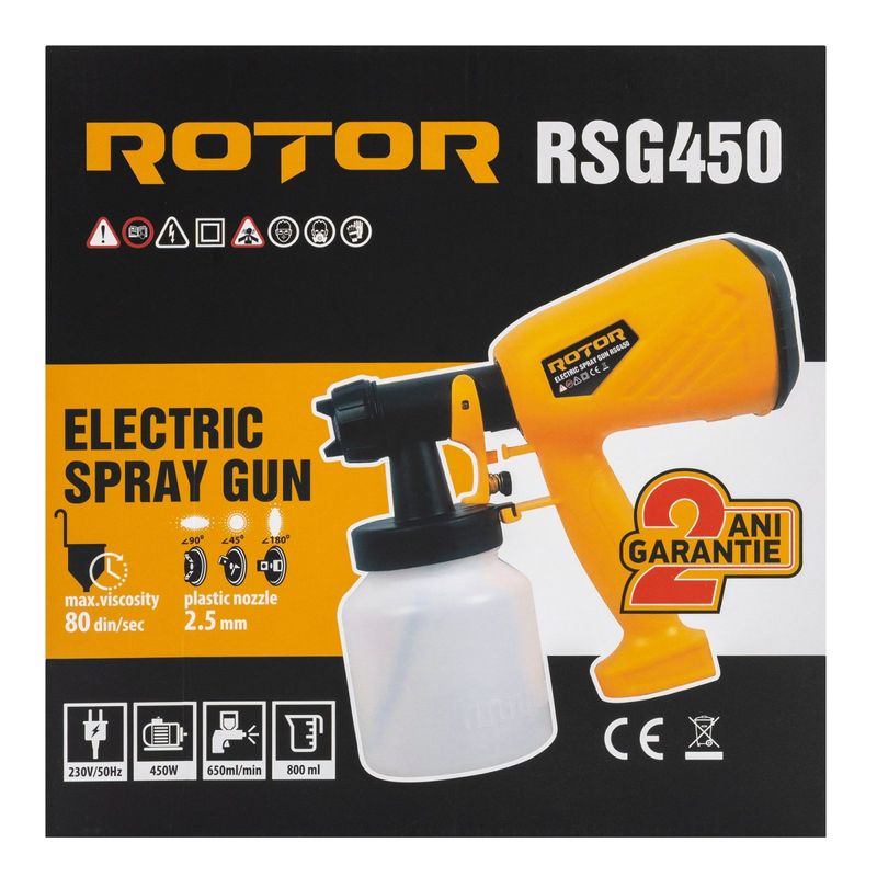 Casa si Gradina - Constructii - Vopsea si tencuieli - Pistoale si sisteme de vopsit si tencuit - Pistol de vopsit ROTOR RSG450 , Putere 450W , Debit 650ml/min , - Infinity.ro