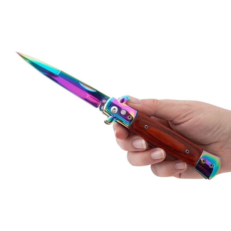 Sport si Outdoor - Camping - Cutite, bricege si accesorii - Cutite si bricege - Set doua cutite pliabile cu arc, DEPOX®, design italian clasic, husa inclusa, 22 cm, multicolor - Infinity.ro