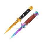 Sport si Outdoor - Camping - Cutite, bricege si accesorii - Cutite si bricege - Set doua bricege, DEPOX®, finisaj auriu – design italian clasic, husa inclusa, 22 cm, auriu/multicolor - Infinity.ro