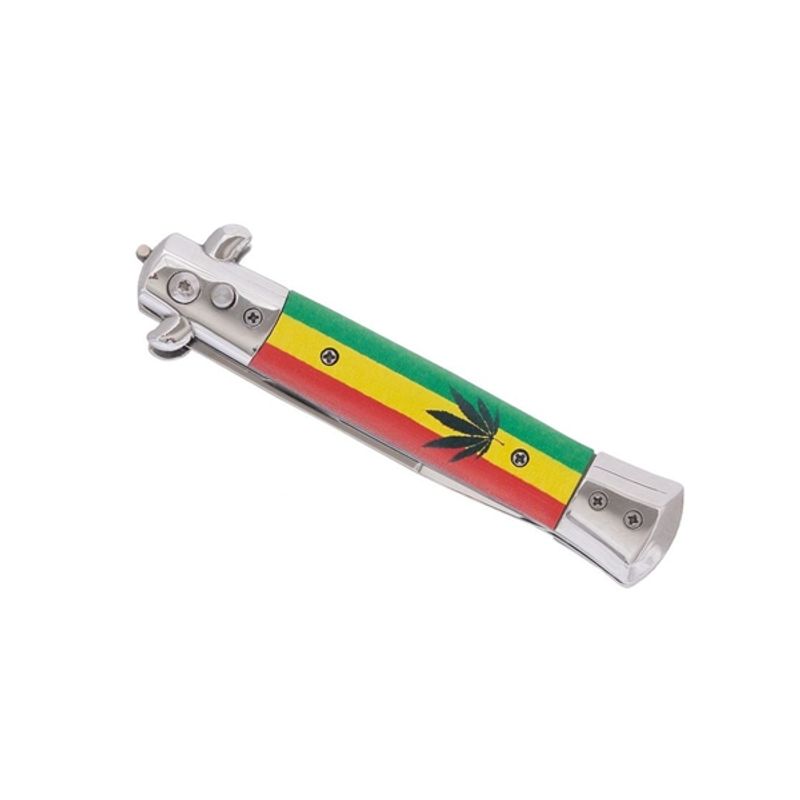 Sport si Outdoor - Camping - Cutite, bricege si accesorii - Cutite si bricege - Set doua cutite pliabile cu arc sicilian, DEPOX®, deschidere automata, 22 cm, multicolor - Infinity.ro